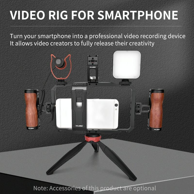 Vlogging Live Broadcast Smartphone Video Rig With Led Light And Mic