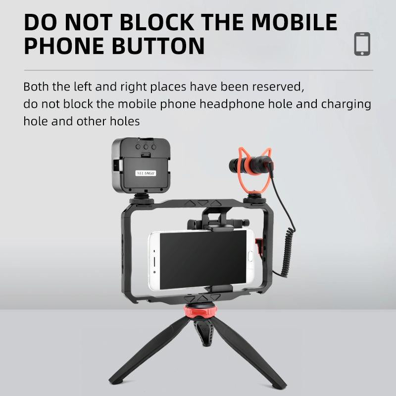 Vlogging Live Broadcast Smartphone Video Rig With Led Light And Mic